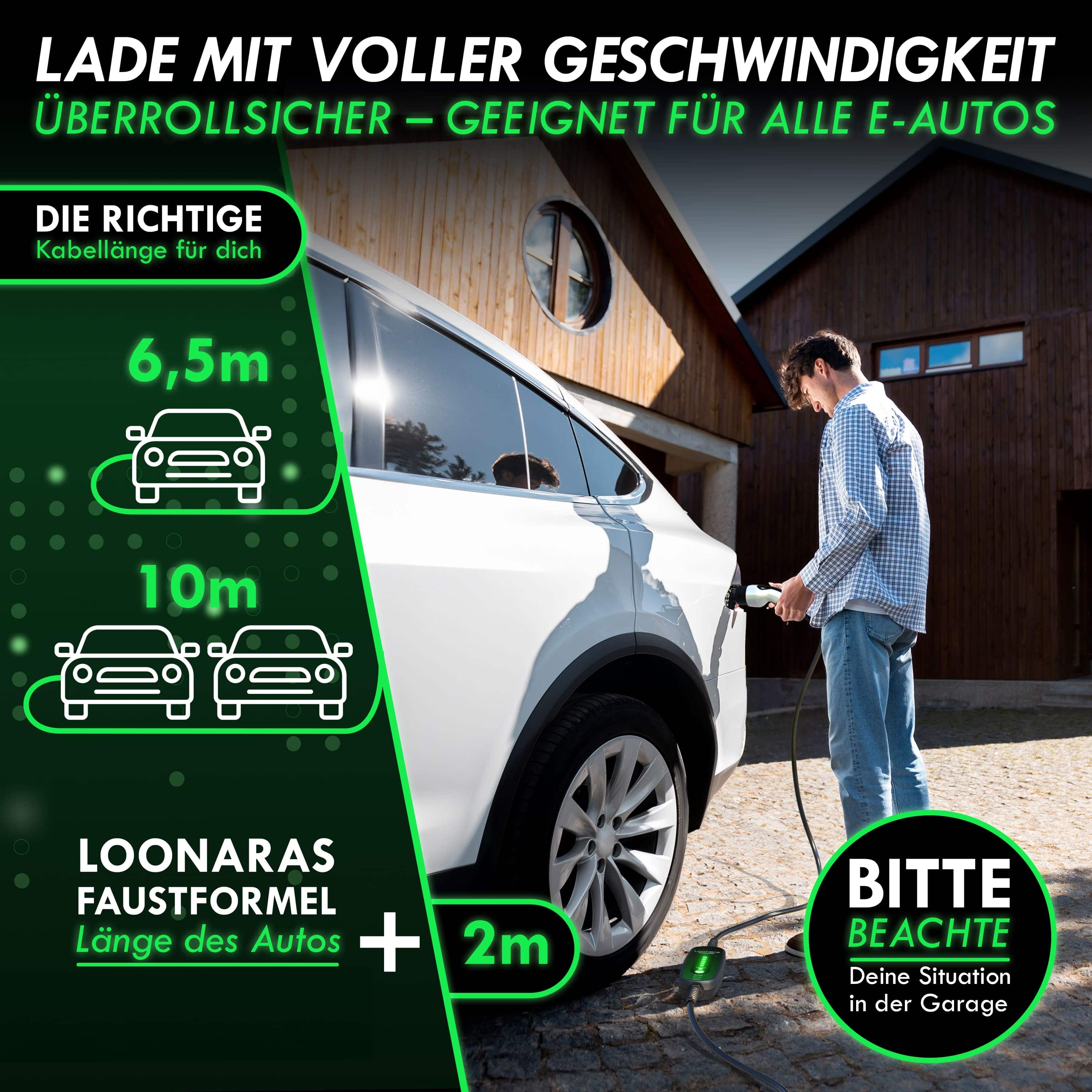loonara Mobile Wallbox 11kW mit Typ 2 Schuko und CEE Adapter - Mobile  Ladestation Elektroauto für ganz Europa inkl. App