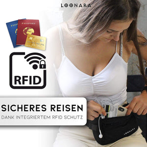 Flache Bauchtasche mit RFID Schutz von loonara